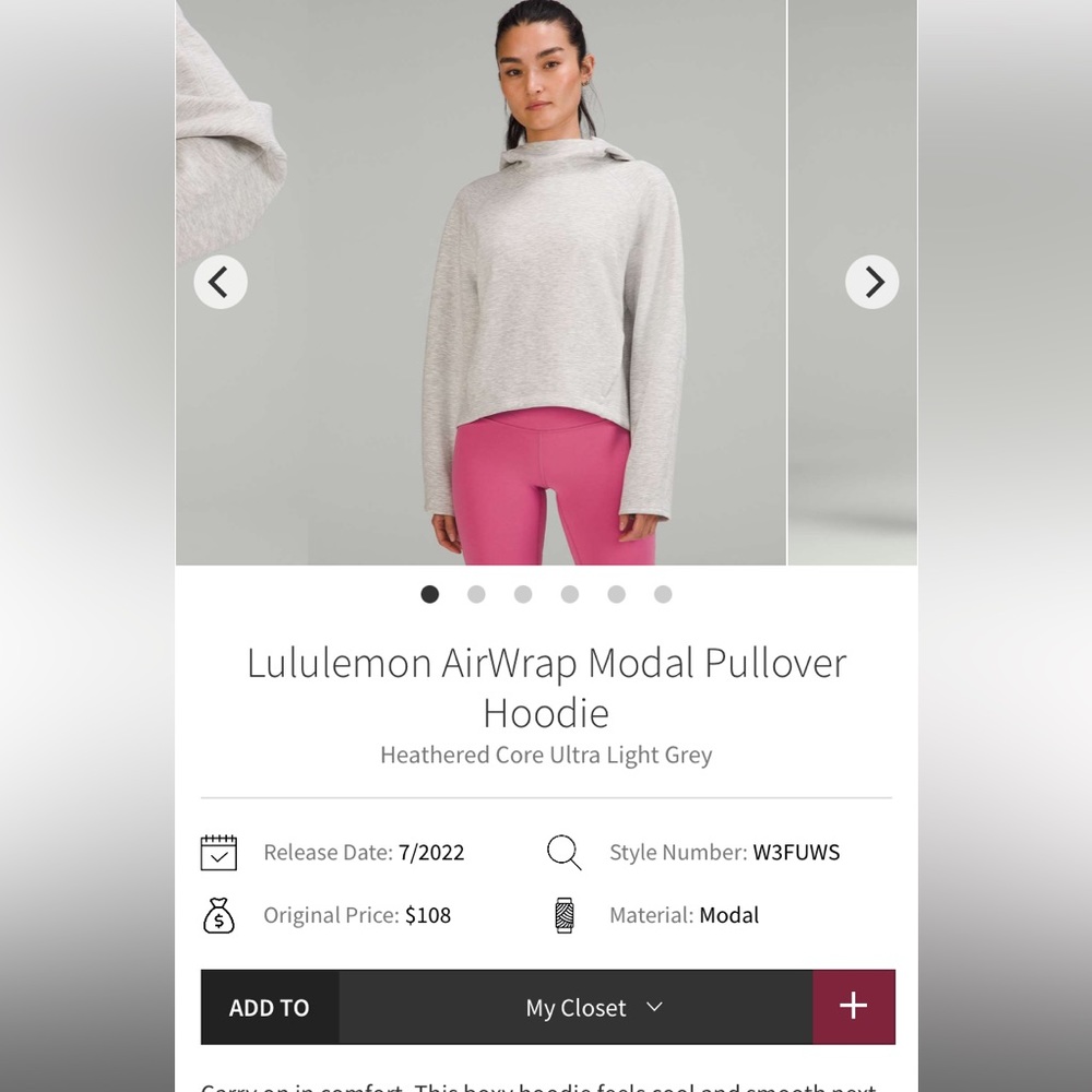 Lululemon Air Wrap Modal Pullover